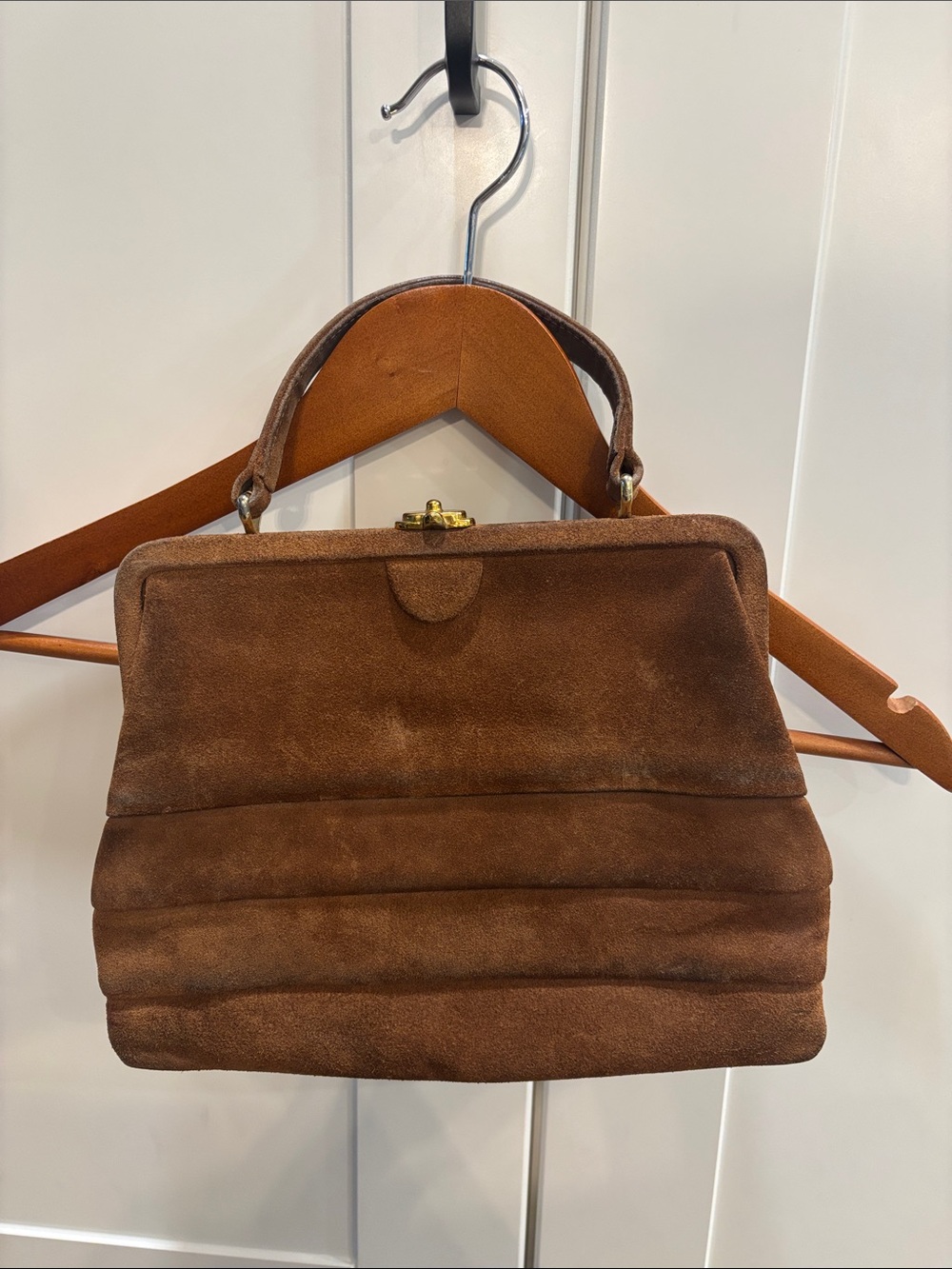 Classic Brown Suede Top-Handle Women's Bag